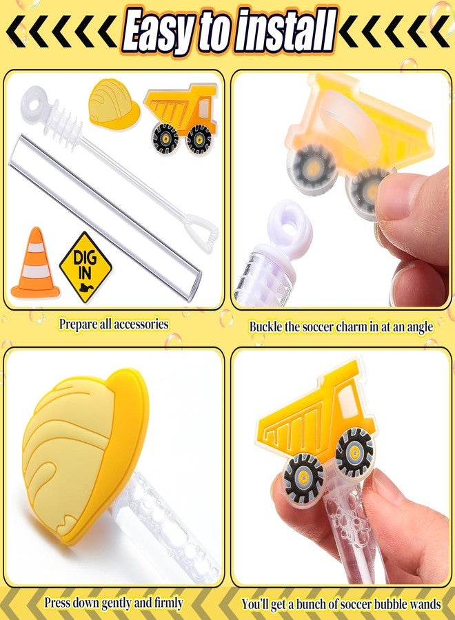 Silipull 48 Pcs 4.2'' Mini Bubble Wands Bubbles Party Favors Birthday Party Supplies Favor Decorations for Gift Back to School Goodie Bag, Contains Liquid(Construction) - Image 5